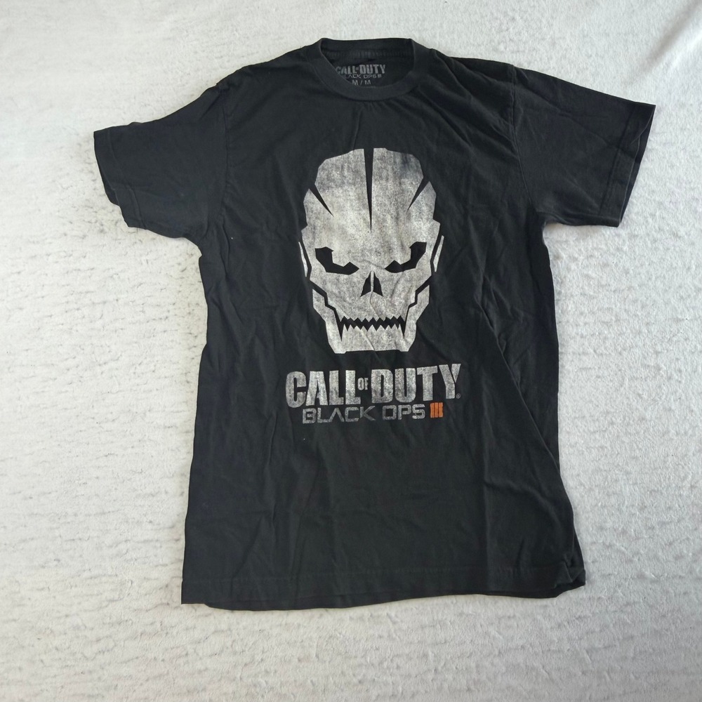 Call of Duty T-Shirt Mens Medium Black Black Ops III Skull Graphic Short Sleeve